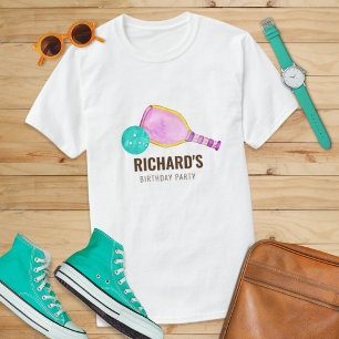 T-shirt Aquarelle Thème Pickleball Fête d'anniversaire