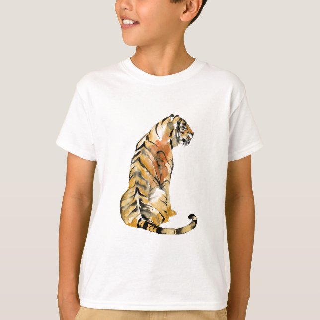 T-shirt Aquarelle Tiger assis (Devant)