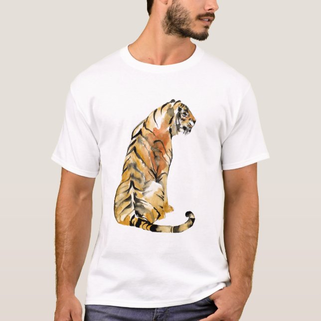 T-shirt Aquarelle Tiger assis (Devant)
