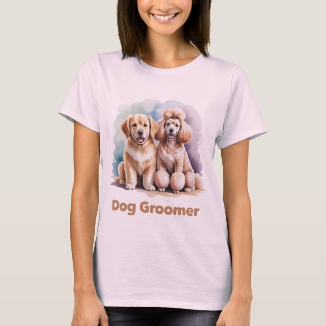 T-shirt Aquarelle toiletteuse pour chiens (Devant)