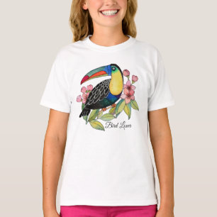 T-shirt Aquarelle Toucan Bird Avec Fleurs
