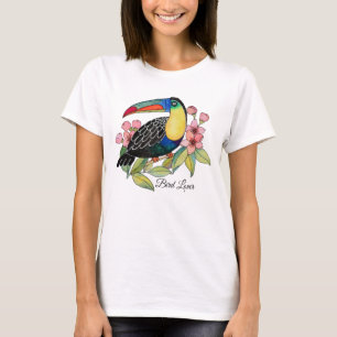 T-shirt Aquarelle Toucan Bird Avec Fleurs