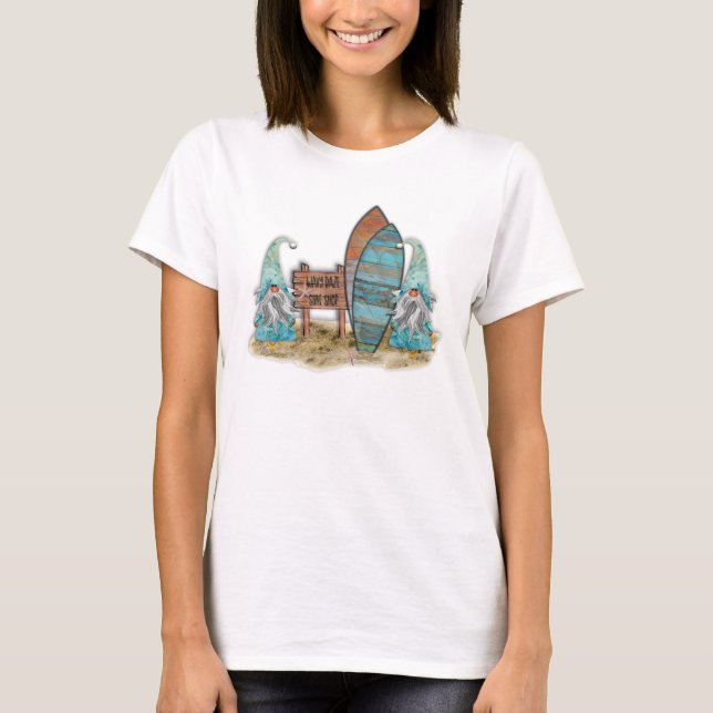 T-shirt Aquarelle Tropical Surfing Beach Gnomes (Devant)