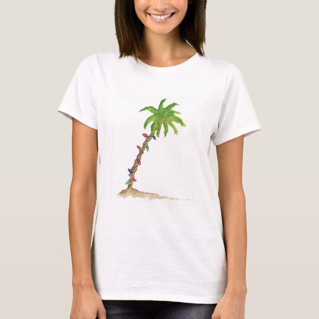 T-shirt Aquarelle tropicale de Holiday Palm Tree (Devant)