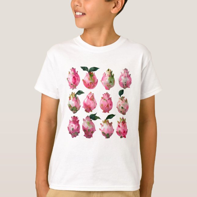 T-shirt Aquarelle Tropicale Pitaya (Devant)