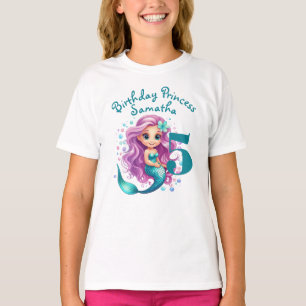 T-shirt Aquarelle turquoise Petite Sirène Fille d'annivers