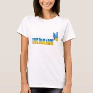 T-shirt Aquarelle Ukraine Papillon Art Word