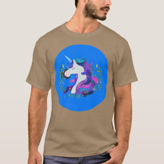 T-shirt Aquarelle Unicorne Magique Unicornes Bleu Magie Fa