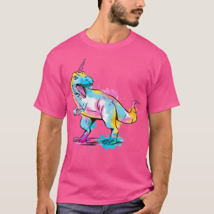 T-shirt Aquarelle Unicorne Mignonne Et Colorée Dinosaure