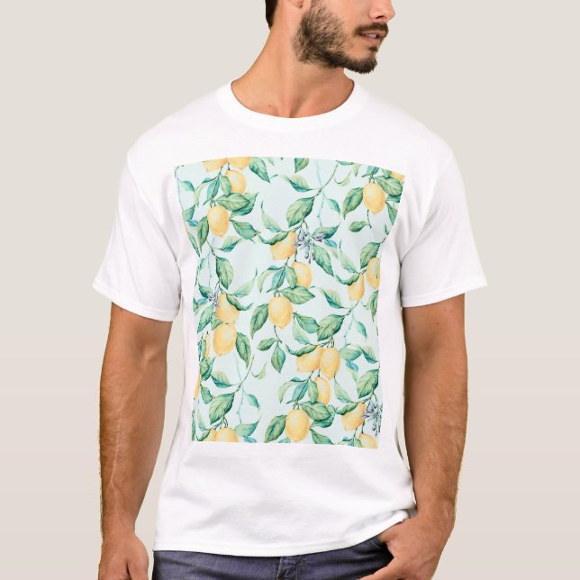 T-shirt Aquarelle verte citron : Romance sans couture (Devant)