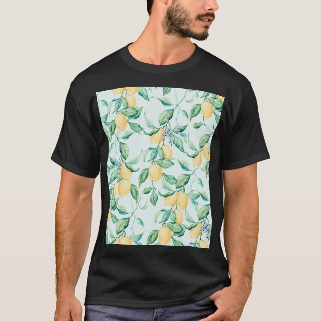T-shirt Aquarelle verte citron : Romance sans couture (Devant)