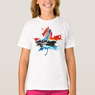T-shirt Aquarelle vintage d'amour de voyage de feuille