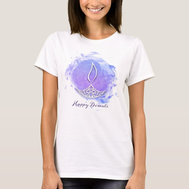 T-shirt Aquarelle violette Diwali Deepa (Devant)