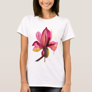 T-shirt Aquarelle violette orchidée fleur tropicale