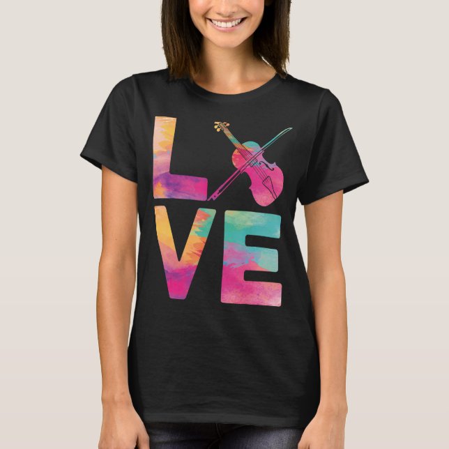 T-shirt Aquarelle violoniste de violon (Devant)