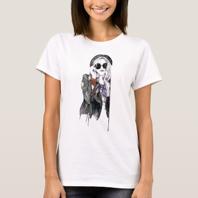 T-shirt Aquarelle visage maquillage Artiste marque mode (Devant)