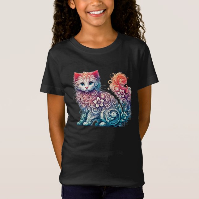 T-Shirt Aquarelle Whimsical Kitten (Devant)