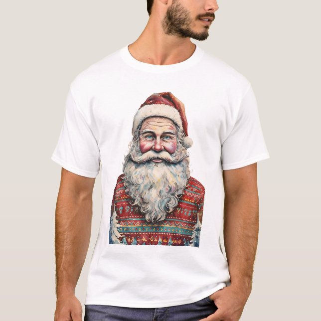 T-shirt Aquarelle Whimsical Père Noël (Devant)