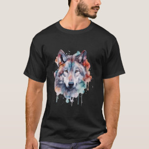 T-shirt Aquarelle Wolf Esprit indigène Loups animaux