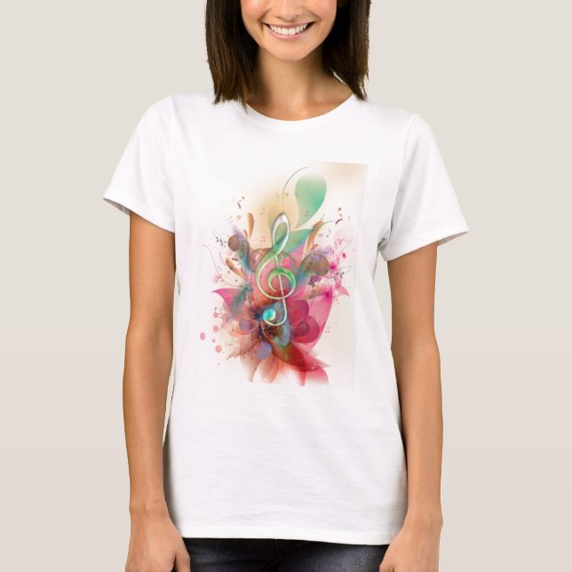 T-shirt aquarelles cool tonalités à clef triples notes de  (Devant)