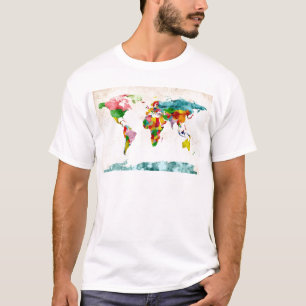 T-shirt Aquarelles de carte du monde