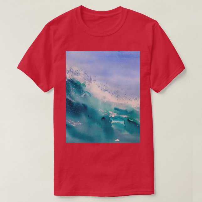 T-shirt Aquarelles peinture des vagues océaniques Graphism (Design devant)