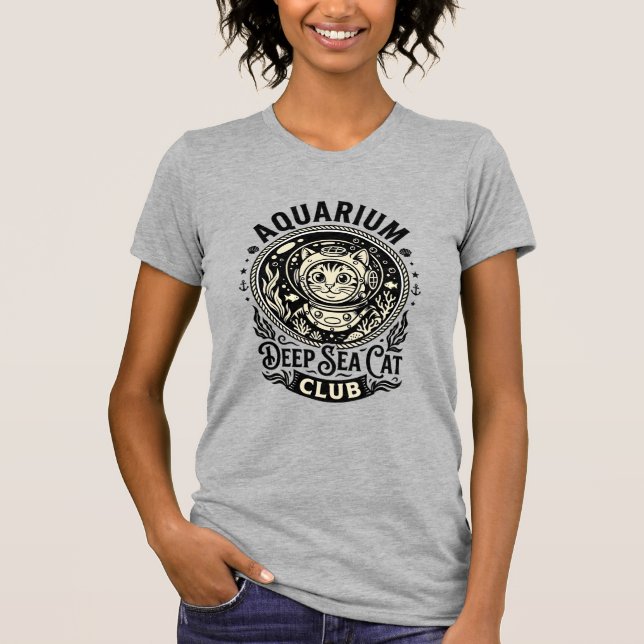 T-shirt Aquarium Chat de mer profond Graphique de chat drô (Devant)