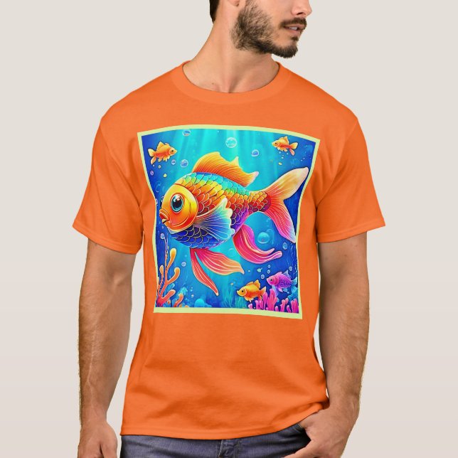 T-shirt Aquarium coloré Poisson Art (Devant)