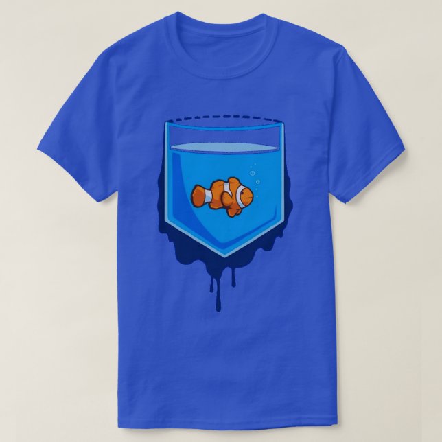 T-shirt Aquarium Poisson Dans Une Poche Et Autour De Poche (Design devant)