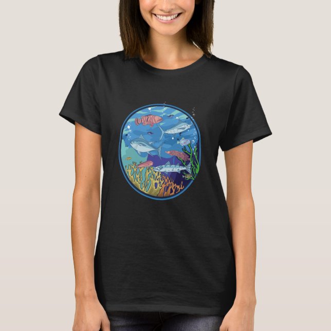 T-shirt Aquarium with fish and aquatic plants marine fish (Devant)