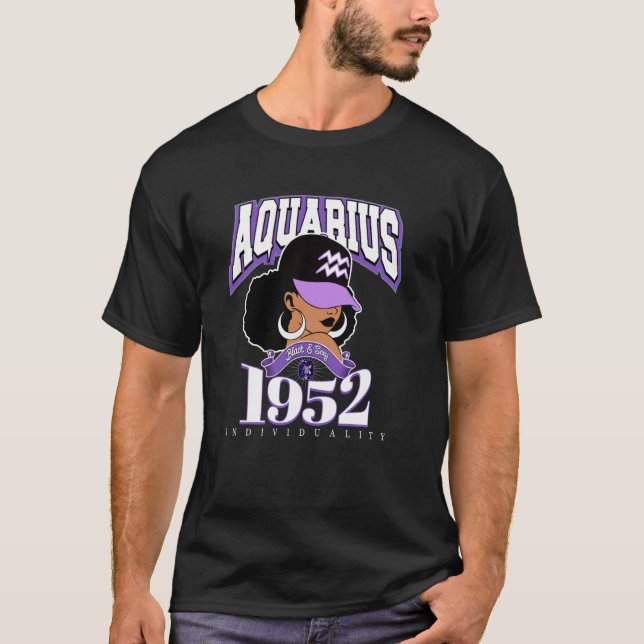 T-shirt Aquarius 1952 Melanin Queen Zodiac Traits Diva Bir (Devant)