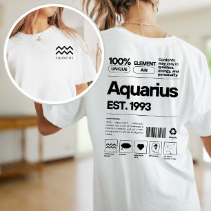 T-shirt Aquarius Custom Zodiac Astrologie Anniversaire Fév