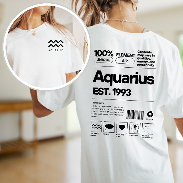 T-shirt Aquarius Custom Zodiac Astrologie Anniversaire Fév (Créateur téléchargé)