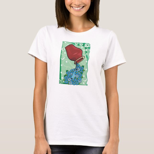 T-shirt Aquarius floral avec vase coulant Fleurs bleues (Devant)