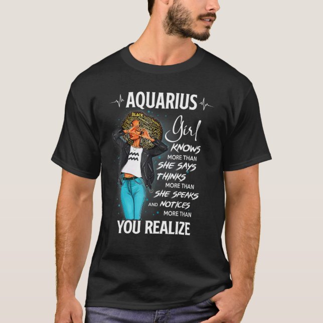 T-shirt Aquarius Girl En Sait Plus Qu'Elle Ne Dit Pour Bla (Devant)