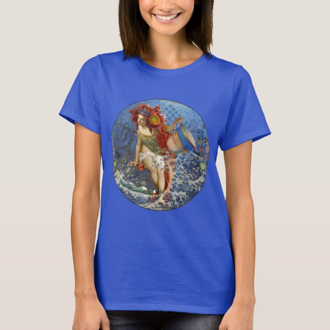 T-shirt Aquarius Mermaid Bleu gothique (Devant)