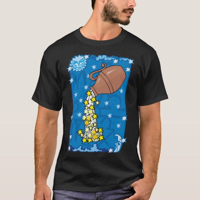 T-shirt Aquarius Vase déversant des étoiles d'eau dans le  (Devant)