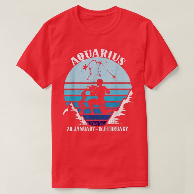T-shirt Aquarius Zodiac  Retro Starry Night  (Design devant)