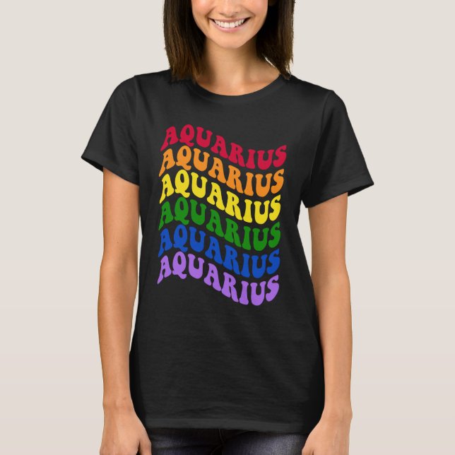 T-shirt Aquarius Zodiac Sign LGBT Gay Pride LGBTQ Rainbow  (Devant)