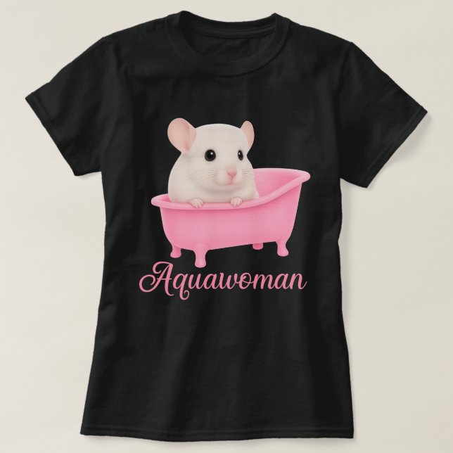 T-shirt Aquawoman Gerbil in a Pink Bathtub | Kawaii Rodent (Design devant)