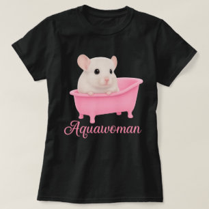 T-shirt Aquawoman Gerbille dans une Baignoire Rose Ronge