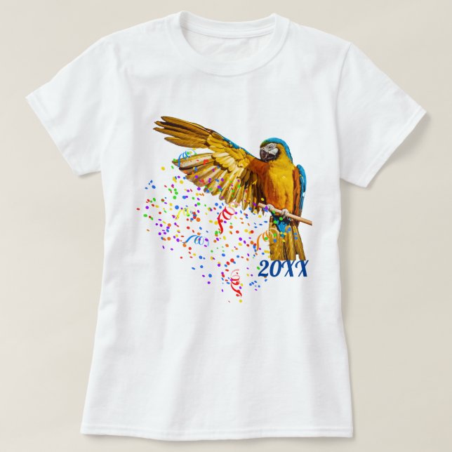 T-shirt Ara bleu et jaune lance des confettis (Design devant)
