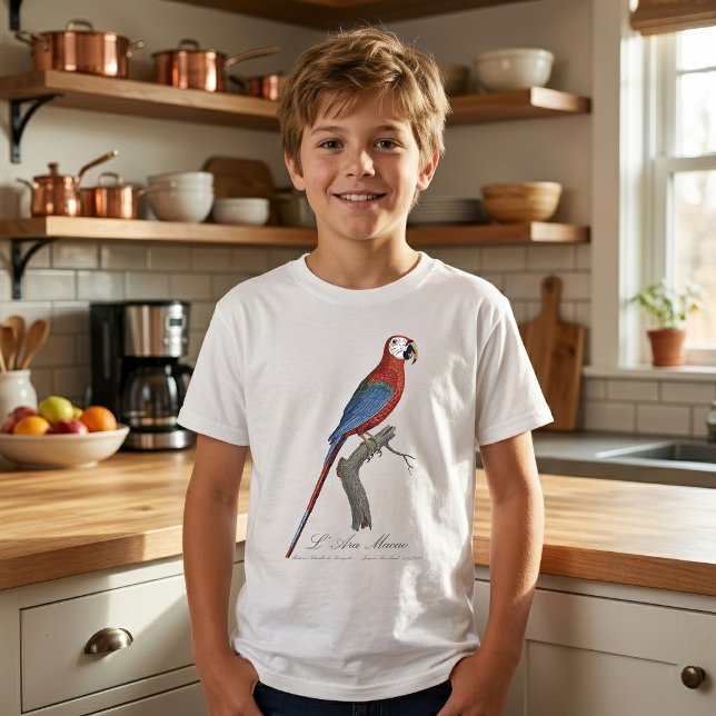 T-shirt Ara chloroptère (Red-and-green Macaw, Ara chloropterus. Boy Basic White T-Shirt)