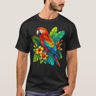 T-shirt Ara perroquet dans les fleurs tropicales été plage