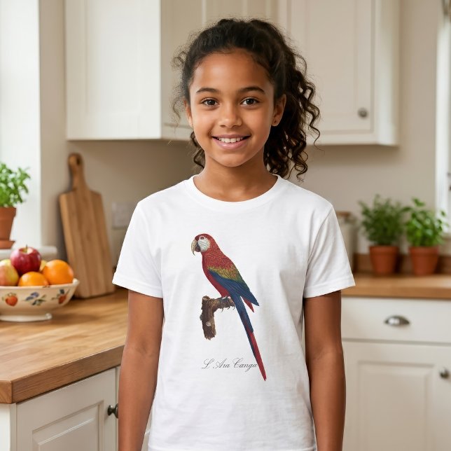 T-shirt Ara rouge ou Ara macao, Ara macao (Scarlet Macaw or Red-Breasted Macaw, Ara macao. Girl Basic White T-Shirt )