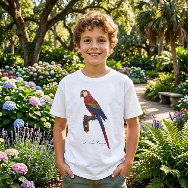 T-shirt Ara rouge ou Ara macao, Ara macao (Scarlet Macaw or Red-Breasted Macaw, Ara macao. Boy Basic White T-Shirt )