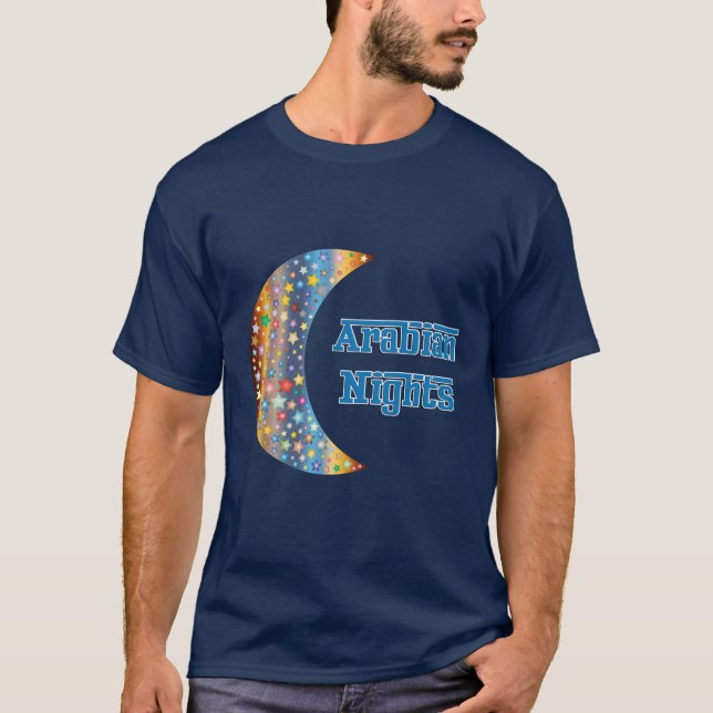 T-shirt Arabe Nights Crescent Moon Star Design (Devant)