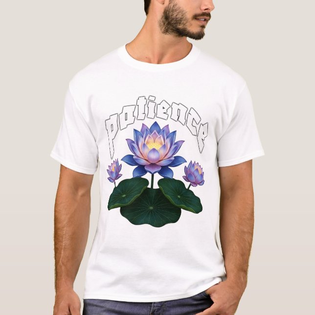 T-shirt Arabic Calligraphy Sabr Patience - Zen Lotus Flowe (Devant)