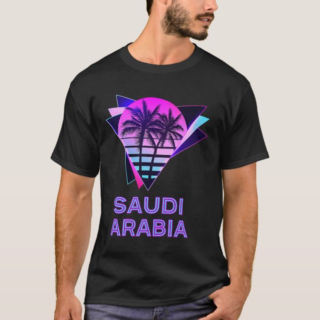 T-shirt Arabie Saoudite dans les années 80 Palm Tree Retro (Devant)