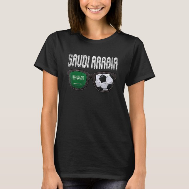 T-shirt Arabie Saoudite Soccer Saoudiens Drapeau lunettes  (Devant)